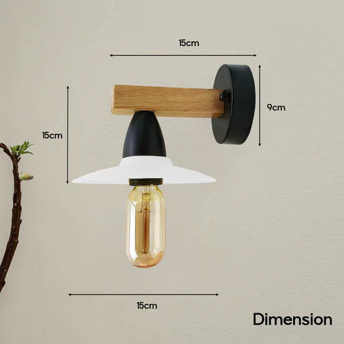 Modern Industrial Wall Light Metal and Wood E27 ~2514