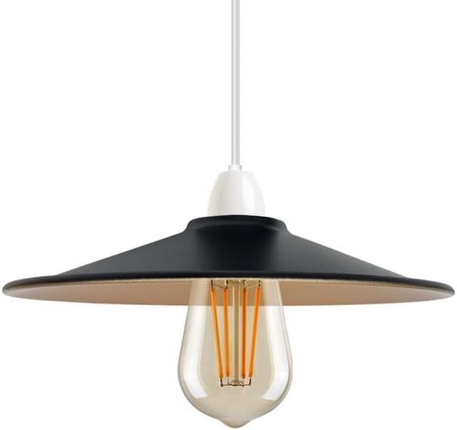 Vintage Industrial Flat Metal Lamp Shade 22cm E27 B22~2435