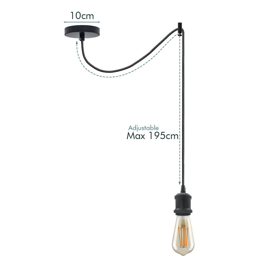 Ceiling Pendant Light Fitting Long Drop | Spider Pendant Light Industrial Kit | 2m Cable ~6179