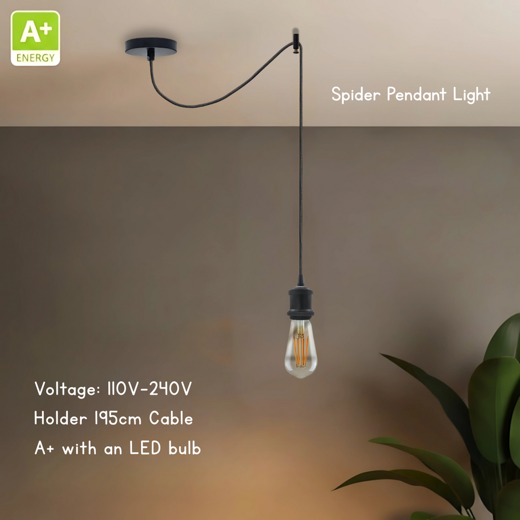 Ceiling Pendant Light Fitting Long Drop | Spider Pendant Light Industrial Kit | 2m Cable ~6179