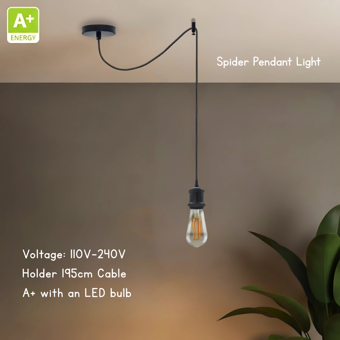 Ceiling Pendant Light Fitting Long Drop | Spider Pendant Light Industrial Kit | 2m Cable ~6179