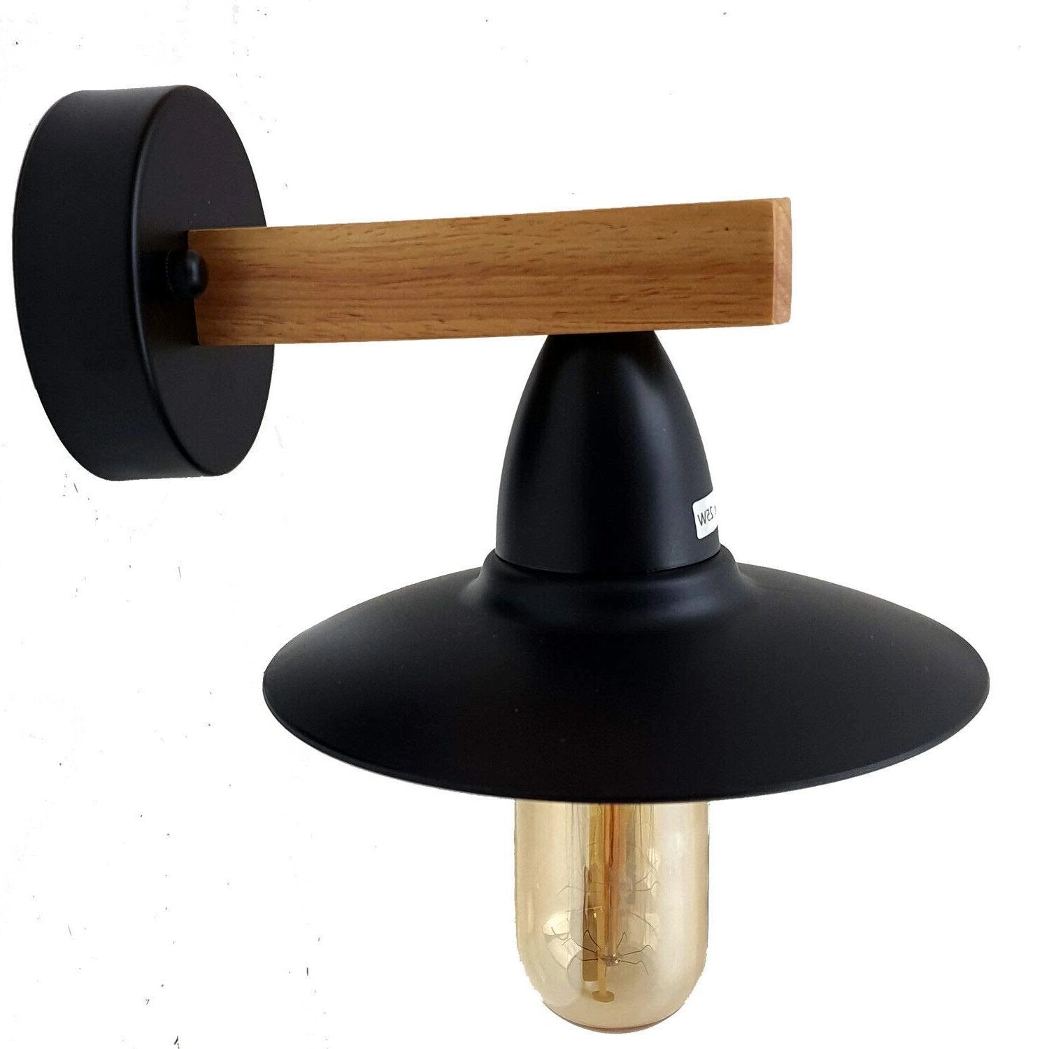 Modern Industrial Wall Light Metal and Wood E27 ~2514