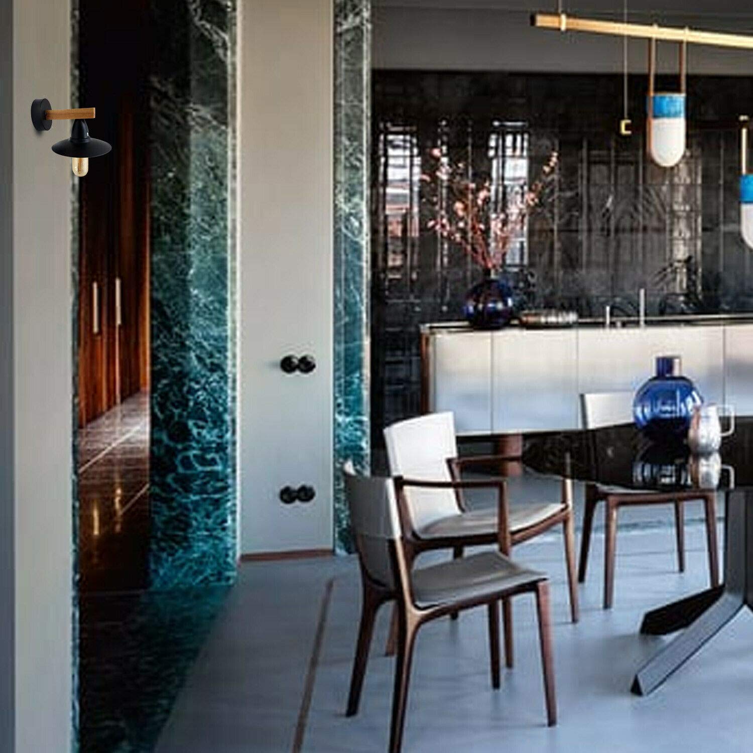 Modern Industrial Wall Light Metal and Wood E27 ~2514