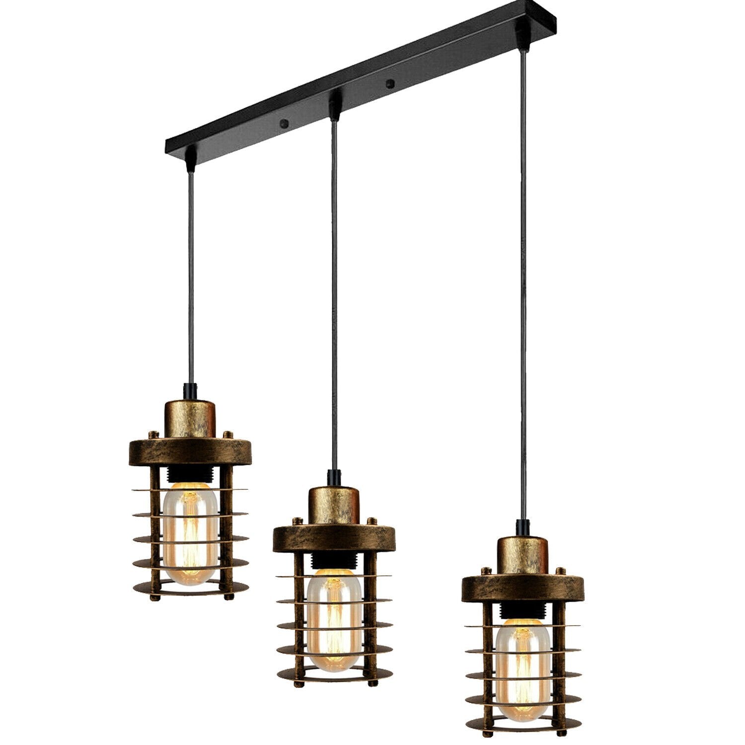 Industrial 3 Way Cylinder shape Metal Cage Pendant light~6181