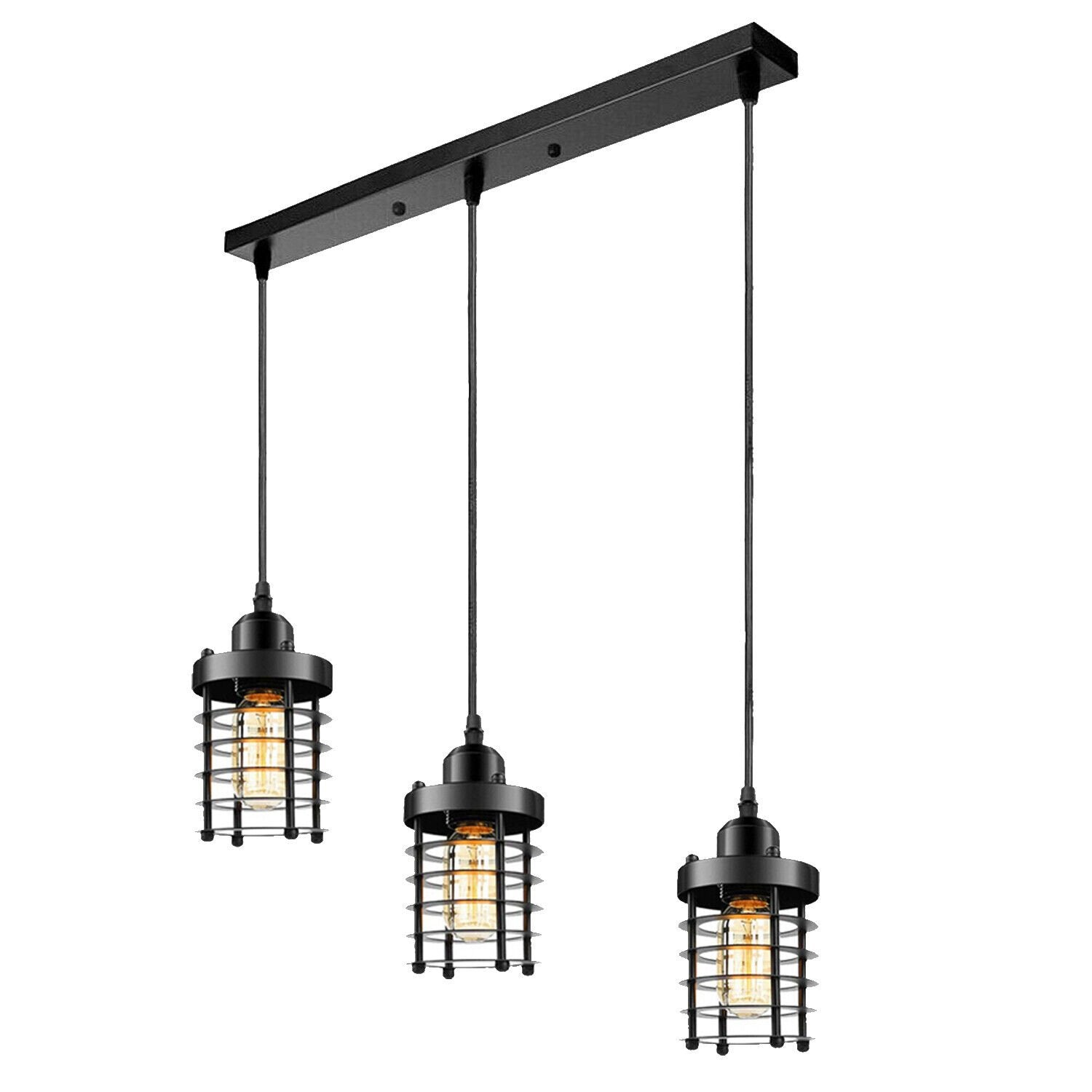 Industrial 3 Way Cylinder shape Metal Cage Pendant light~6181