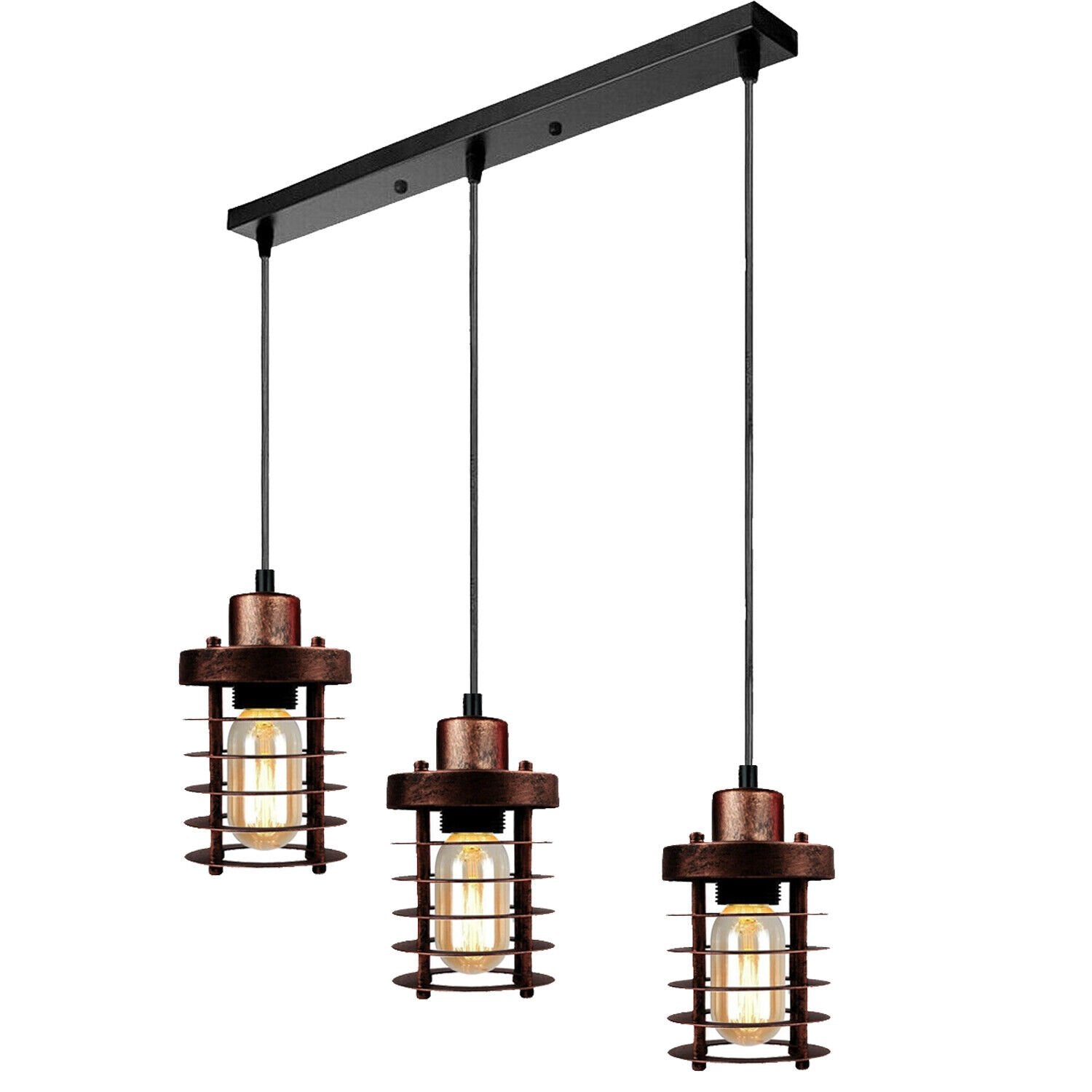 Industrial 3 Way Cylinder shape Metal Cage Pendant light~6181