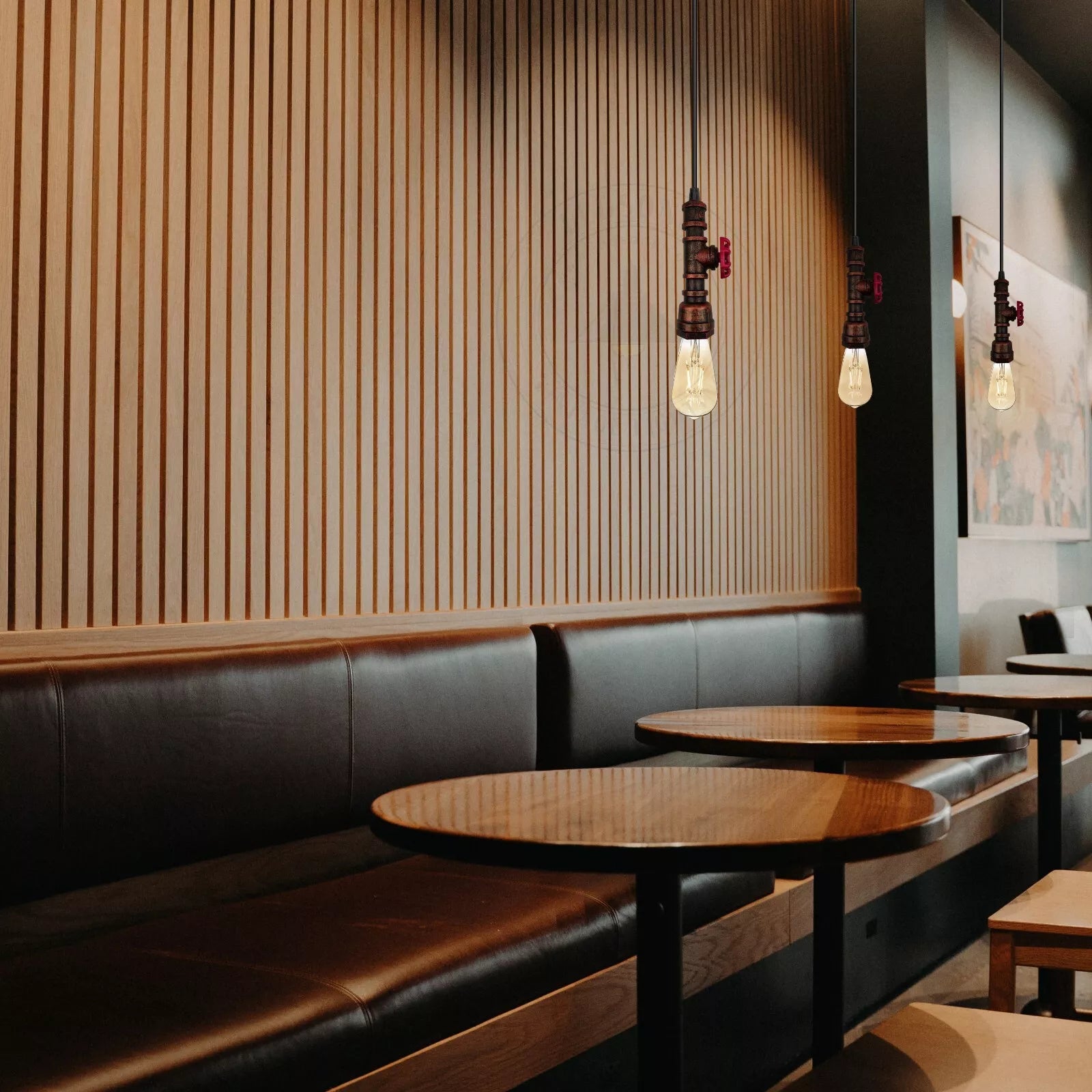 Brushed Copper Color Chandelier Ceiling Light Water Pipe E27 Loft Pendant Light with FREE Bulb~2576