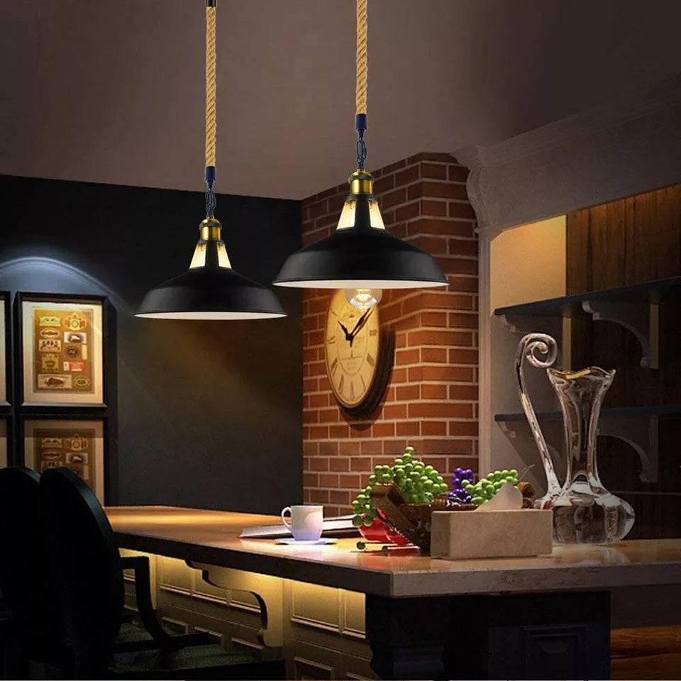 Metal Ceiling Pendant Light Modern Hemp Hanging Retro Lamps~1641