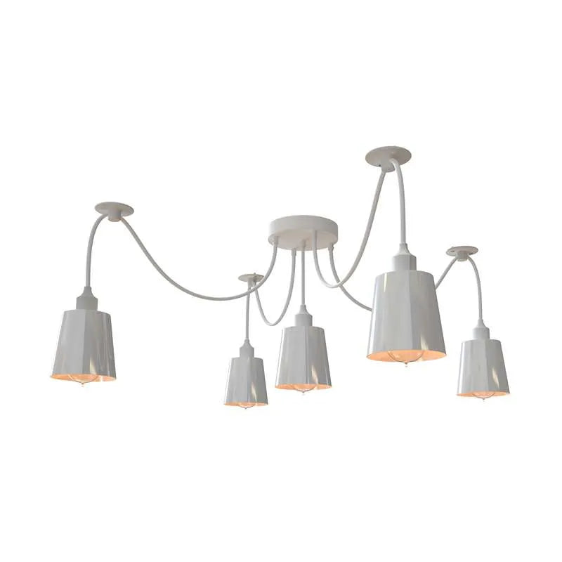 White 5-Way Spider Pendant Light Multi-Arm Cone Shade E27~5086